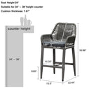 PURPLE LEAF Modern Bar Stools Set of 2, Aluminum Bar Stool with Cushion for Indoor and Outdoor, Kitchen Island