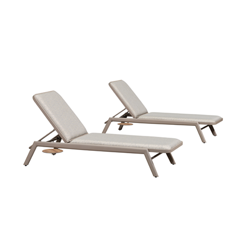 PURPLE LEAF Patio Chaise Lounge Outdoor Set of 2 with Cushion Aluminum Tanning Chair Lounge Adjustable Reclining Set