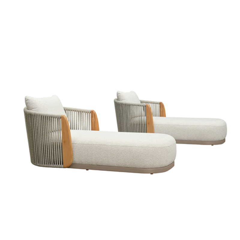 PURPLE LEAF Olefin Patio Chaise Lounge Chair , Upholstered Pool Lounge Chairs for Outdoor with Teak Armresfor Deck, Pool, Lawn, Garden, Courtyard, Porch, Khaki