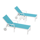 PURPLE LEAF Outdoor Chaise Lounge Set Adjustable Sunbathing Recliner with Side Table for Beach Poolside Patio Outside Aluminum Chaise Lounger