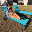 PURPLE LEAF Outdoor Lounge Chair Patio Chaise Pool Lounger Aluminum Frame with Side Table and Wheels for Outside Sunbathing Tanning Recliner Including Pillows