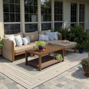 PURPLE LEAF Byron U-Shaped Modular Outdoor Sectional with Wide-Band Woven Design and Wood-Grain Aluminum Frame for Outdoor Courtyard