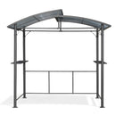 PURPLE LEAF Outdoor Grill Gazebo Polycarbonate Roof with Built-in Shelves for Hardtop Gazebo Patio BBQ UV Protected Deck Grey - Purple Leaf Garden