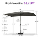 PURPLE LEAF Black Frame Outdoor Market Umbrellas Yard Tilting Patio Table Umbrella with Base