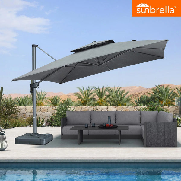 PURPLE LEAF SUNBRELLA Cantilever Umbrella Grey Aluminum Patio Umbrella