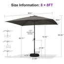 PURPLE LEAF Black Frame Outdoor Market Umbrellas Yard Tilting Patio Table Umbrella with Base