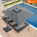 Clearance - PURPLE LEAF OPEN BOX SUNBRELLA Cantilever Umbrella Grey Aluminum Patio Umbrella