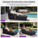 PURPLE LEAF Chaise Lounge Chair Modern Upholstered Outdoor Daybed with Armrest and Lumbar Pillow for Patio Poolside Sunbathing Deck