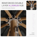 PURPLE LEAF Premium Teak‑Finish Aluminum Frame Outdoor Patio Market Umbrella with Rope Pulley Lift