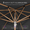 PURPLE LEAF Premium Teak‑Finish Aluminum Frame Outdoor Patio Market Umbrella with Rope Pulley Lift