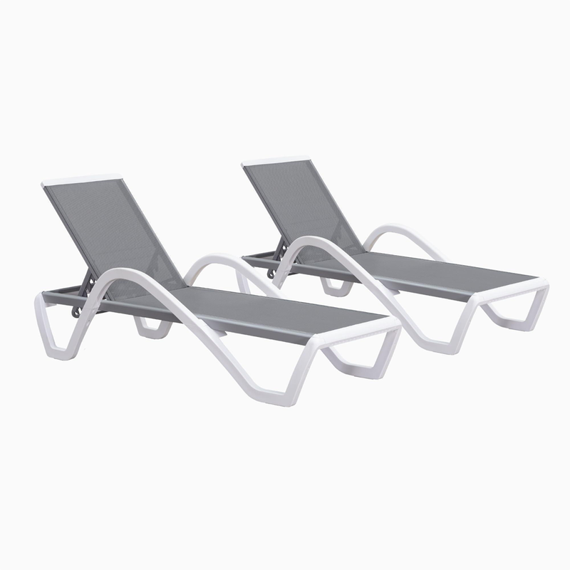 PURPLE LEAF Patio Chaise Lounge Chair Outdoor Plastic Textilene Sun Bathing Recliner Tanning Pool Lounger with 6 Adjustable Position for Outside Beach in-Pool Lawn Poolside