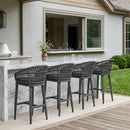 PURPLE LEAF Outdoor Bar Stools Counter Stools Rattan Bar Stools Chair with Backrest for Indoor or Outdoor, Kitchen lsland