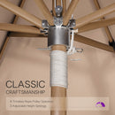 PURPLE LEAF Premium Teak‑Finish Aluminum Frame Outdoor Patio Market Umbrella with Rope Pulley Lift
