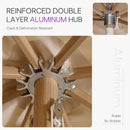 PURPLE LEAF Premium Teak‑Finish Aluminum Frame Outdoor Patio Market Umbrella with Rope Pulley Lift