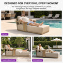 PURPLE LEAF Chaise Lounge Chair Modern Upholstered Outdoor Daybed with Armrest and Lumbar Pillow for Patio Poolside Sunbathing Deck