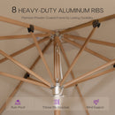 PURPLE LEAF Premium Teak‑Finish Aluminum Frame Outdoor Patio Market Umbrella with Rope Pulley Lift