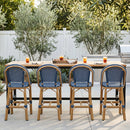 PURPLE LEAF Patio French Counter Stool Set of 2 Outdoor Backrest Barstools Aluminum Frame Woven Rattan for Indoor Kitchen Garden Balcony Restaurant