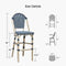 OPEN BOX I PURPLE LEAF French Counter Height Bar Height Stool Set of 2, Patio Bar Chairs with Back Rattan, French Bistro Set