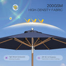 PURPLE LEAF Premium Teak‑Finish Aluminum Frame Outdoor Patio Market Umbrella with Rope Pulley Lift
