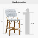 PURPLE LEAF Outdoor Bar Height Stools Set of 2 French Country Patio Rattan Bar Stool Chairs Outdoor Armless Barstools for Porch Garden Indoor Kitchen