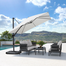 PURPLE LEAF Lateral Tilt Patio Umbrella with Base, 360° Swivel Cantilever Umbrella with Stand