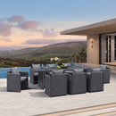 PURPLE LEAF Sanori Outdoor Dining Set Modern Large Weather-Resistant Table and Aluminum Chairs with Cushions for Garden Grey