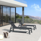 PURPLE LEAF Outdoor Lounge Chair Set of 3 Patio Chaise Pool Lounger Aluminum Frame with Side Table and Wheels for Outside Sunbathing Tanning Recliner Including Pillows