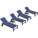 PURPLE LEAF Outdoor Chaise Lounge with Wheels Patio Lounge Chair Recliner