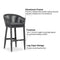 PURPLE LEAF Counter Stools, Bar Stools Set of 2 Rattan Bar Stools Wicker Bar Chairs Woven Aluminum Barstools with Back and Cushions