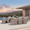 PURPLE LEAF Sanori Patio Dining Set Modern Large Weather-Resistant Table and Aluminum Chairs with Cushions for Garden Beige