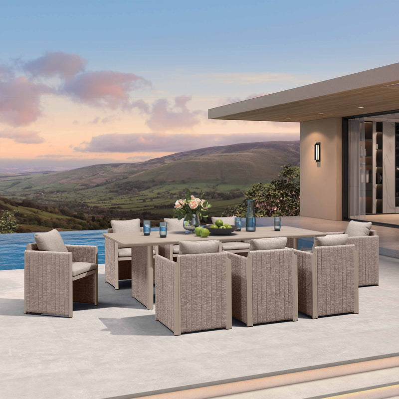 PURPLE LEAF Sanori Patio Dining Set Modern Large Weather-Resistant Table and Aluminum Chairs with Cushions for Garden Beige
