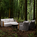 PURPLE LEAF Hailar U-Shaped Patio Conversation Set with Genuine Teak Cushions and Pillows Olefin Rope Backres Outdoor Couch Sets for Porch Garden