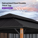 PURPLE LEAF Sunroom Hardtop Gazebo Solarium Wood Grain  Galvanized Steel Double Roof All-Weather Aluminum Outdoor Screen House