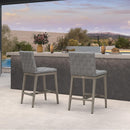 PURPLE LEAF Outdoor Counter Height Stools Set of 2, PU Leather Patio Bar Set with Aluminum Frame, Bar Chairs for Poolside, Garden, Kitchen Island