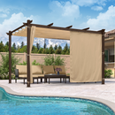 PURPLE LEAF Bronze Pergola Outdoor Retractable Metal Pergola with Canopy with Shade Cover With Curtains