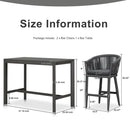 PURPLE LEAF Counter Stools, Bar Stools Set of 2 Rattan Bar Stools Wicker Bar Chairs Woven Aluminum Barstools with Back and Cushions