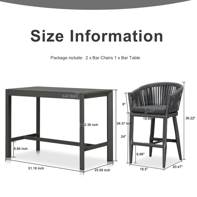 PURPLE LEAF Counter Stools, Bar Stools Set of 2 Rattan Bar Stools Wicker Bar Chairs Woven Aluminum Barstools with Back and Cushions