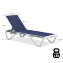 PURPLE LEAF Patio Chaise Lounge Chair Outdoor Plastic Textilene Sun Bathing Recliner Tanning Pool Lounger with 6 Adjustable Position for Outside Beach in-Pool Lawn Poolside