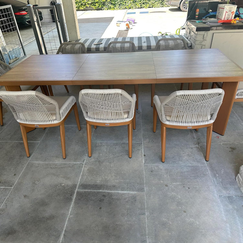 PURPLE LEAF 7/9/11 Pieces Dining Set Patio Metal Rectangular Table and Wicker Rattan Chairs