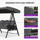 PURPLE LEAF 3-Seat Porch Swing Outdoor w/Cushion & Adjustable Canopy