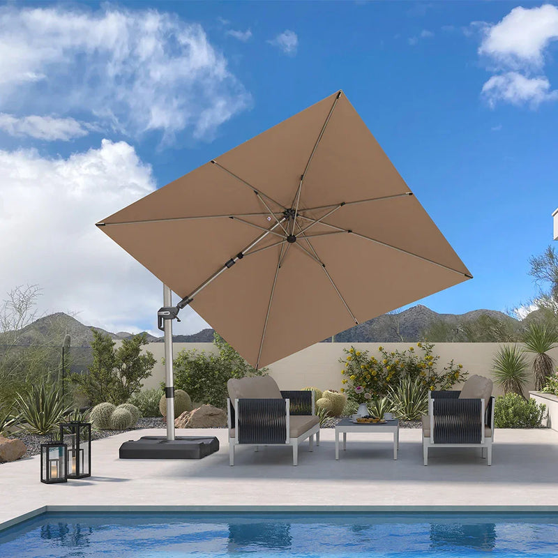 PURPLE LEAF Deluxe Left-Right Tilting Patio Umbrella Outdoor Swivel Cantilever Umbrellas