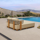 PURPLE LEAF Outdoor Daybed for Patio,  Poolside Chaise Lounge Bed with Cushion, Olefin Blend Fabric, Aluminum Frame Sunbed with Side Table for Deck and Backyard