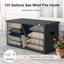 PURPLE LEAF Galvanized Steel Outdoor Deck Box with Wheels, Gray