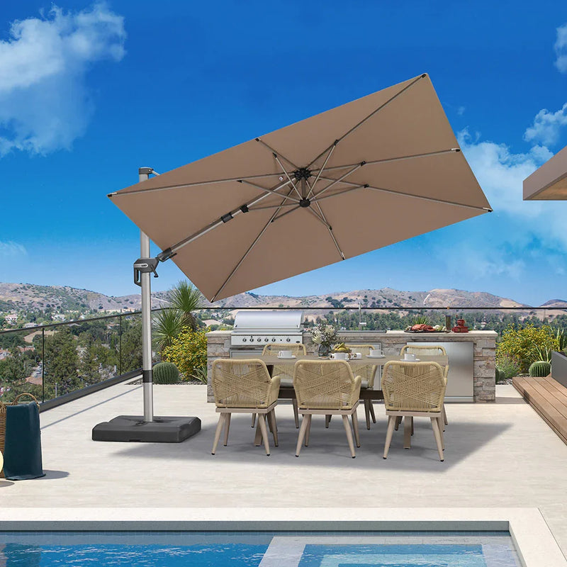 PURPLE LEAF Deluxe Left-Right Tilting Patio Umbrella Outdoor Swivel Cantilever Umbrellas