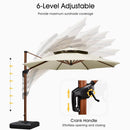 PURPLE LEAF Double Top 10 / 11 / 12 / 13 ft Round Aluminum Patio Umbrella in Wood Color - Purple Leaf Garden
