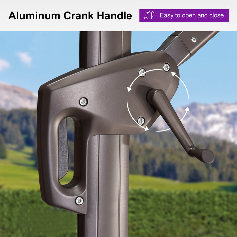 PURPLE LEAF Patio Cantilever Umbrella with Aluminum Offset Hanging for Pool Garden Deck