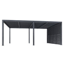 PURPLE LEAF Athena Louvered Pergola Grey Outdoor Aluminum Pergola with Shutter Wall Adjustable Gazebo Rainproof for Patio Deck Garden