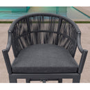 PURPLE LEAF Patio Bar Stools Set of 2 Outdoor Wicker Modern High Bar Chairs Metal Cushioned Barstools with Backs and Ergonomic Armrest for Balcony Garden Indoor Kitchen Island