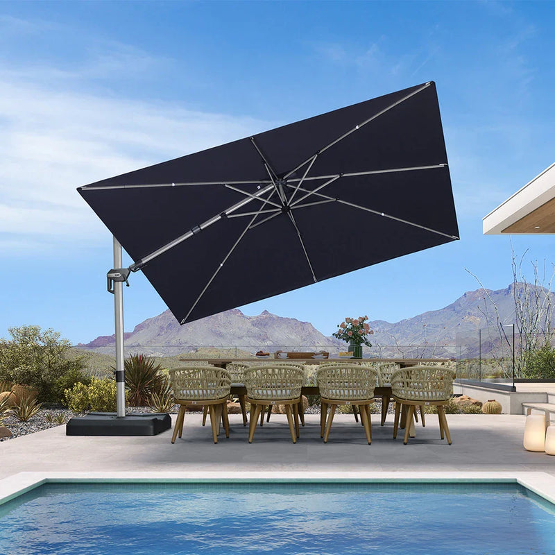 PURPLE LEAF Deluxe Left-Right Tilting Patio Umbrella Outdoor Swivel Cantilever Umbrellas