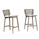 PURPLE LEAF Patio Counter Height Bar Stools Set of 2 Metal Bar Chairs with Back Wicker Woven Stools for Kitchen Island Pool Garden Outdoor Barstools